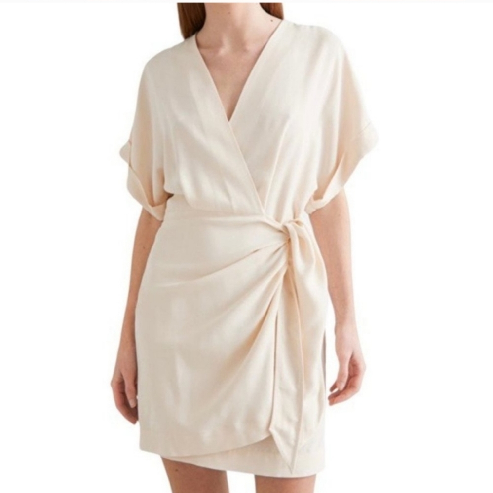 And Other Stories Stockholm Atelier Relaxed Mini Wrap Dress Cream Womens Size 0